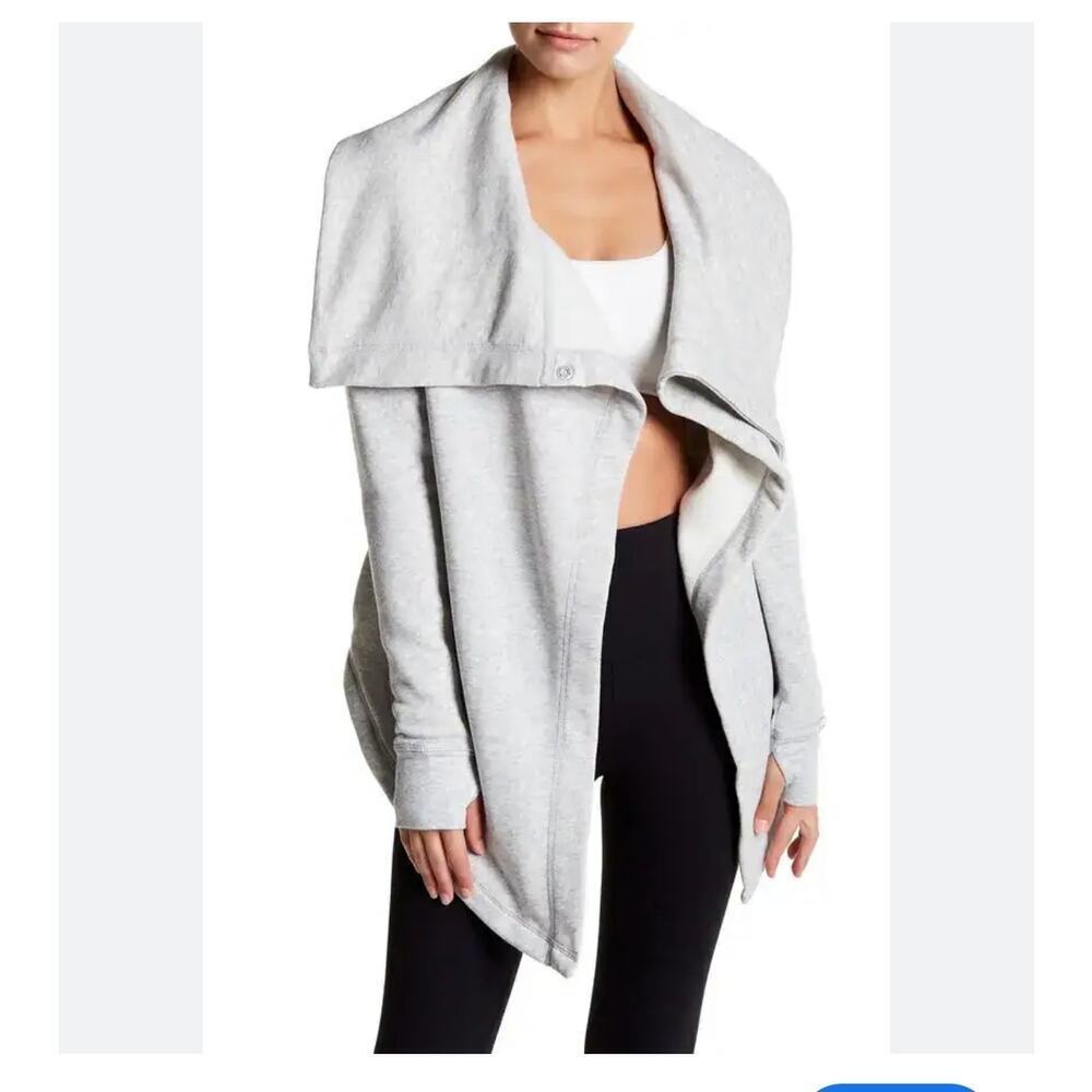 Zella Grey Shooting Star Drape Collar Cardigan Size Small